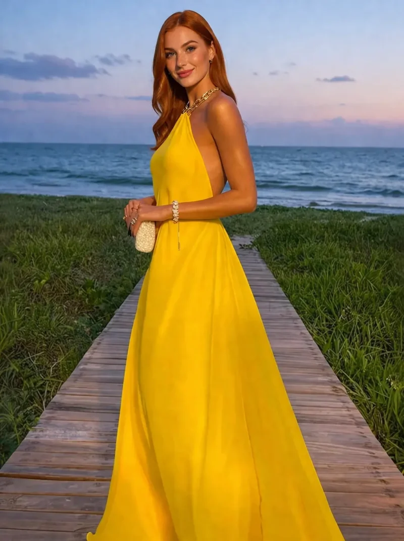 Amarillo halter sin espalda